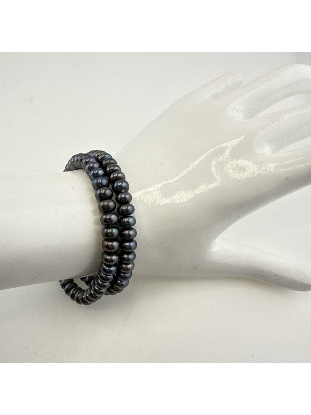 Honora Pearl Bracelet Stretch Set of 2 Peacock Oil Slick Button Blue-Gray-Purple